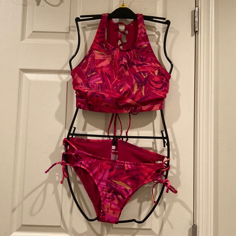 All in Motion red/pink bikini, Top L, bottom M